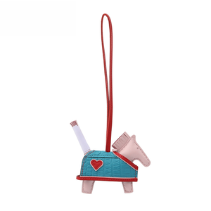 Nouveau Pendentif de Sac en Cuir Véritable et Peau de Mouton, Motif Cheval Volant, Cheval à Bascule et Cheval de Guerre, en Cuir de <span class=keywords><strong>Crocodile</strong></span>, Mignon - Product Image 6