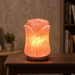 Lampe en sel rose de l'Himalaya naturel, forme de fleur sculptée, lampe de table décorative pour la décoration intérieure - Product Image 5