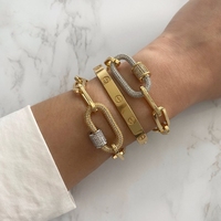 Mode exquis Design Simple bijoux de tous les jours or trombone chaîne vis mousqueton charme Bracelet réglable