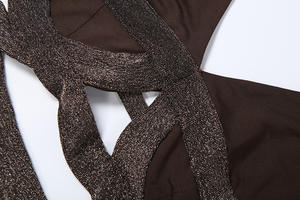 วิวิบลูค Z225ST02 ชุดเซ็ตผู้หญิงใหม่ เสื้อครอปสายเดี่ยวประดับเลื่อมพร้อมเข็มขัด กระโปรงยาวจีบ ชุดสองชิ้น - Product Image 6