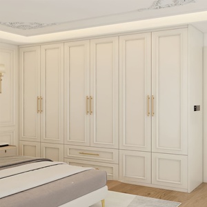 Armadi su Misura in Stile Francese-Americano Color Crema, Credenze Portabottiglie, Ante in Legno Massello, Cabina <span class=keywords><strong>Armadio</strong></span> - Product Image 4