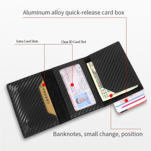 Cartera Magnética Personalizada al por Mayor para Hombre y Mujer con Bloqueo RFID, Tarjetero Emergente de Aluminio, Tarjetero Delgado de Cuero con Cremallera - Product Image 5