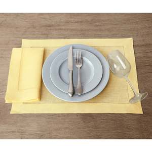 Servilletas y Manteles Individuales de Lino con Borde de Hilo Trenzado de Una Sola Hilera para Compradores Mayoristas y Banquetes de Restaurantes - Product Image 1