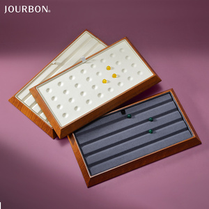Jourbon wood Diamonds pearls Jewelry Display Trays Custom Velvet Jewelry Box Prop bracelet packaging