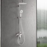 Pommeau de douche haute pression 3 fonctions en laiton chromé poli avec jet pluie et massage, monocommande, pour usage hôtelier, marque ARROW