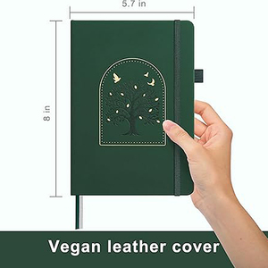 <span class=keywords><strong>Cuaderno</strong></span> de Regalo de Lujo con <span class=keywords><strong>Tapa</strong></span> <span class=keywords><strong>Dura</strong></span> de Cuero Vegano <span class=keywords><strong>Verde</strong></span> Bosque, 5.8x7 Pulgadas, Páginas de Papel Marfil de 100gsm, Rayado, Cuadriculado y Punteado - Product Image 2