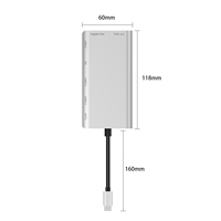 Adaptador multipuerto USB C 7 en 1, Dongle portátil de aluminio espacial con salida HDMI 4K, 3 puertos USB 3,0, lector de tarjetas SD/Micro AN