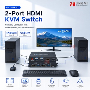 Commutateur KVM USB HDMI 4K60Hz 2x1 avec fonction de commutation par touches de raccourci, compatible Unix/Windows/<span class=keywords><strong>MacOSX</strong></span> - Product Image 1