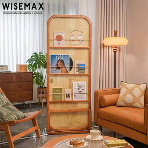 Écran de séparation en rotin et bois massif de style japonais moderne WISEMAX FURNITURE, étagère artistique, séparation d'entrée pour hôtel, bureau, villa - Product Image 5