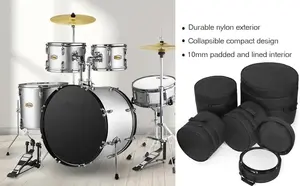 Portable Handle 5pcs 10mm Padded Drum Bag Set For 12" 13" Tom 14" Snare 16" Floor Tom 22" Bass Drum