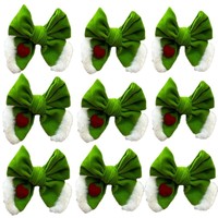 Accessoires de mode pour enfants : Pince à cheveux en velours Grinch vert fluorescent avec nœud en cristal, épingle à cheveux en peluche de Noël, accessoire d'Halloween