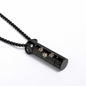 LIVE4U 316 مجوهرات من صلب لا يصدأ اسطوانة شريط عمودي شكل قلادة ذات شكل جرة الإحراق قلادة - Product Image 4