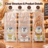 Sacs plats en plastique LDPE transparents à soufflet pour emballage de baguettes, pour supermarchés et boulangeries (vente en gros)
