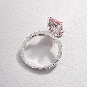Sgarit Fine Jewelry Factory 14K Anillo de oro Joyería 3ct Corte Esmeralda Pink Morganite Anillo Joyería fina Anillos de piedras preciosas naturales - Product Image 3