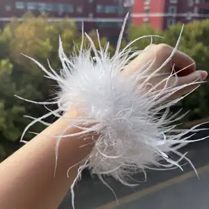 Feather Cuff Snap Bracelet Ostrich Feather Cuff Wrist Sleeve Feather Cuff Blazer Women Real Fur Ostrich Slap Bracelet