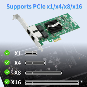 82576-T2 Dual-port PCI-E X1 Gigabit Ethernet Network Card 10/100/1000Mbps <b>LAN</b> <b>Adapter</b> Controller Wired NIC Server External - Product Image 3