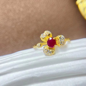 Classic <strong>Stylish</strong> New Design 9256 Sterling Silver 18K Gold Plated Natural <strong>Ruby</strong> Oval Cut Fancy Wedding Party <strong>Rings</strong> for Women - Product Image 1