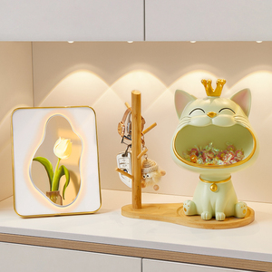 Modèle de boîte de rangement de figurines de chat en résine créative Sculpture décorative pour l'entrée du salon - Product Image 2
