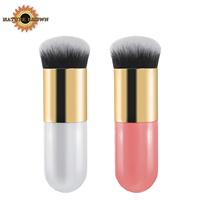Pinceau de maquillage professionnel de qualité supérieure pour l'application de bronzant et de fond de teint, manche en plastique, poils en nylon