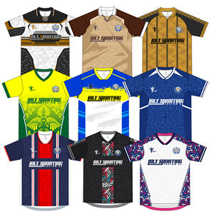 OEM Service Herren Original Fußball Trikot Trainings anzug Quick Dry Stripe Retro Fußball uniform mit Kragen - Product Image 1