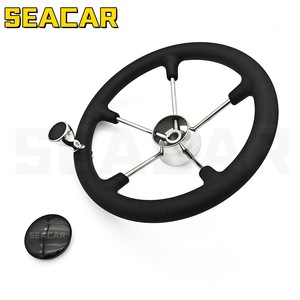 Volante Seacar de 13.5 Pulgadas de Acero Inoxidable Negro para Control de Embarcaciones - Product Image 3
