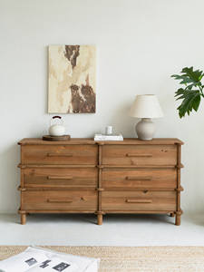 Credenza Retrò Francese in Legno Massello di Pino con Sei Cassetti, Mobile Contenitore per Soggiorno e Camera da Letto, Arredamento Casa <span class=keywords><strong>Homechoice</strong></span> - Product Image 2