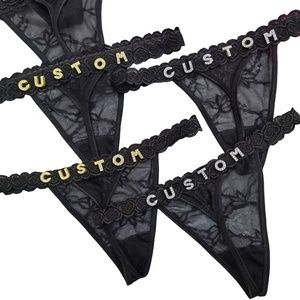 Tùy chỉnh kim loại Rhinestone thư Bikini thong phụ nữ Sexy Ren G-<span class=keywords><strong>string</strong></span> đồ lót cá nhân tên đồ lót biểu tượng tùy chỉnh - Product Image 5