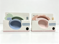 Ensemble d'alimentation pour enfants en silicone écologique sans BPA en forme de dinosaure, lavable au lave-vaisselle, réutilisable, souple et non toxique