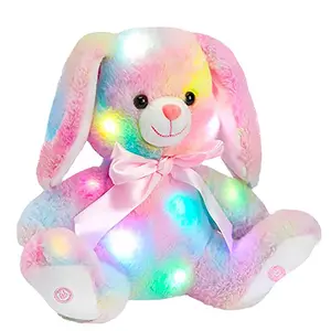 ใหม่ภาพที่สร้างสรรค์สีสันสดใสและเรืองแสงของเล่นตุ๊กตากระต่ายสายรุ้งจำลองของขวัญวันเกิดขายส่ง