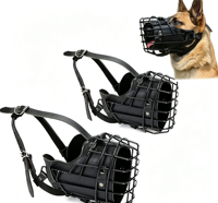 USMILEPET Direct usine Muselière pour chien en cuir et métal, robuste, type panier en fil métallique, pour grands chiens, pour le travail et l'entraînement