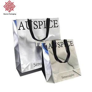 Bolsa de Papel para Regalo de Tienda de Ropa, Bolsa de Compras con Logotipo Personalizado, Impresión Láser Holográfica, Baoren Silver Card Gold Card - Product Image 2