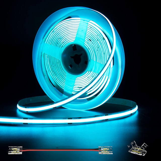 COB LED Strip Lights Ice Blue DC12V 480led/m CRI90 Bright Flexible LED Tape Led Strip for Bedroom Kitchen Stage Backlight DIY