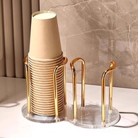 Support de rangement de luxe pour gobelets jetables, distributeur de tasses à eau et à thé, étagère avec support de présentation de tasses à tige allongée