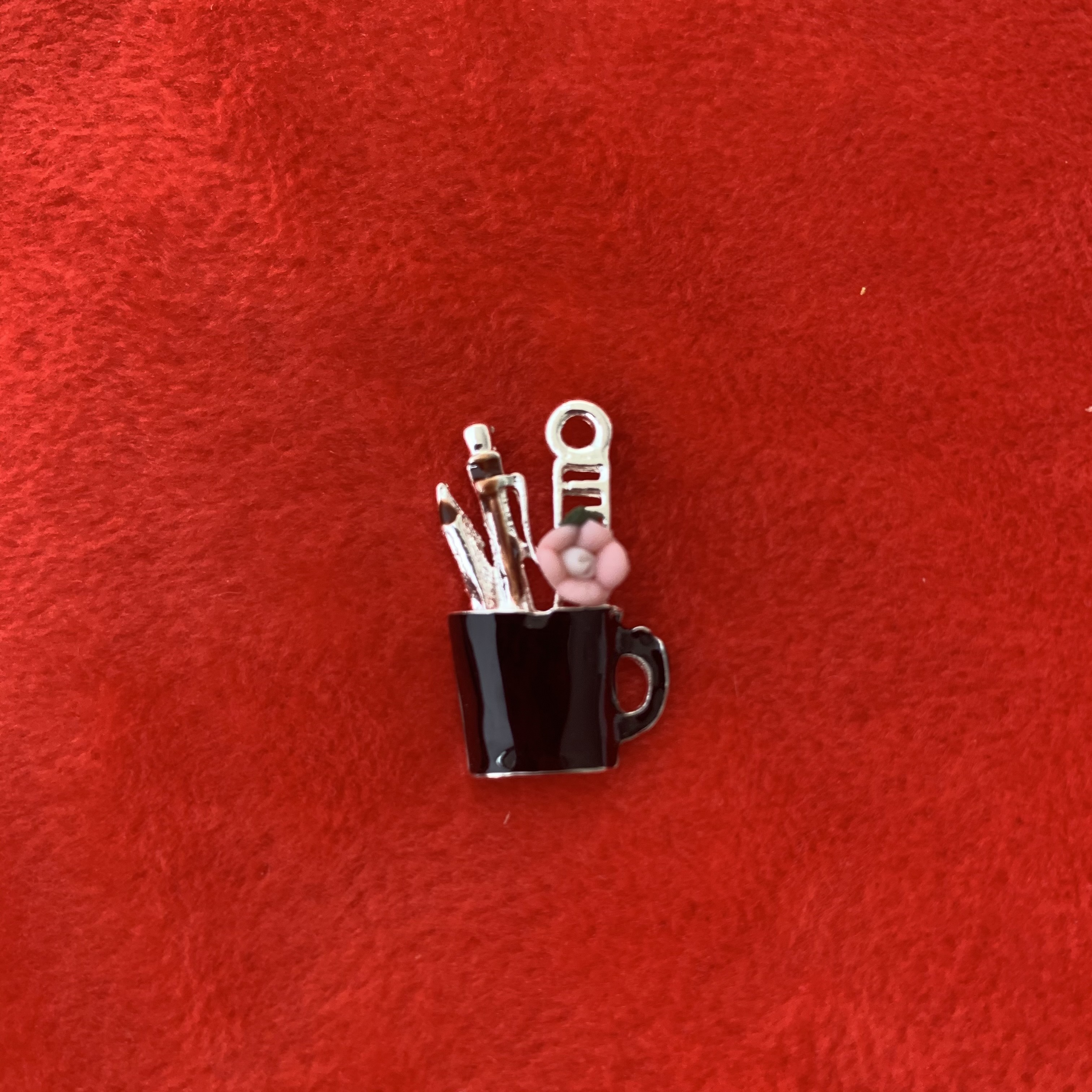 Argento/nero/fiore rosa