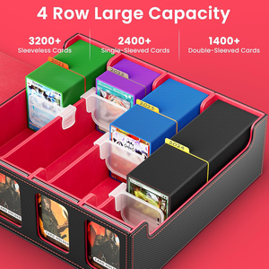 Très Durable Grande Capacité Quatre Rangées Boîte à Cartes en Cuir PU Triple Fenêtre Affichage Trois Royaumes Tuant Double Emballage Imprimé - Product Image 3