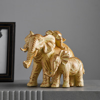 Décoration créative en résine en forme de trois éléphants pour le bureau, le salon ou le meuble TV, style luxe léger, durable