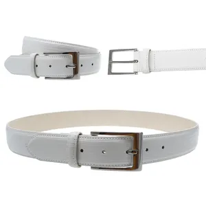 Leather Women White Belts Customized Unique Personality Belts Ladies Belt Alloy Newest Pin Buckle Lizard Pu Female 95-130cm 33MM