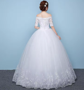 NDC10096 Vestido de <span class=keywords><strong>Novia</strong></span> de Estilo Moderno, Económico, Delgado, Estilo Princesa, Largo hasta el Suelo, con Hombros Descubiertos, Talla Grande 3XL, para Mujer - Product Image 4