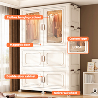 WANUO Armoire en Plastique Pliable Facile à Installer 1-3 Niveaux, Penderie Portable pour Bébé, Armoire Pliante en Plastique pour Vêtements