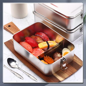 Stainless Steel Bento <strong>Box</strong> Metal Lunch <strong>Box</strong> Kids Food Containers <strong>Lockable</strong> Clips LeakProof Dishwasher Safe Lunch Snack Tiffin Boxes - Product Image 5