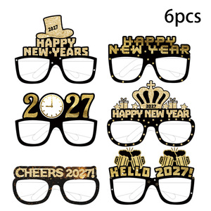 Paquete de 6 Gafas de Papel para Celebración de Año Nuevo 2027, Gafas de Fiesta de Año Nuevo, Monturas de Gafas Decorativas para Suministros de Fiesta de Nochevieja - Product Image 1