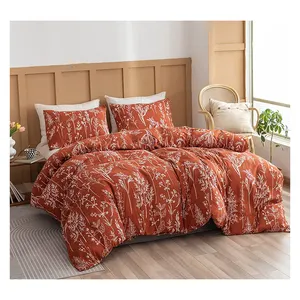 Hypoallergenic Inventory Queen Full Size Polyester Printed Floral Quilt Pillowcases Bedding Sets 3 Pcs Comforter Sets