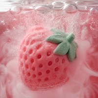 Bombe de bain artisanale en forme de fraise Sakura, boule effervescente relaxante pour spa, coffret cadeau de 6 pièces, OEM ODM personnalisé, 80g