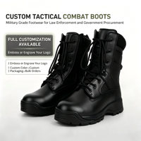 Bottes tactiques montantes en cuir noir imperméables et respirantes antidérapantes pour hommes, usage professionnel et de sécurité, personnalisables OEM ODM, ISO CE