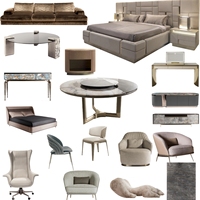 Ensemble de meubles de chambre à coucher de luxe, collection sur mesure de designer, comprenant un lit grand format de style moyen-oriental en or