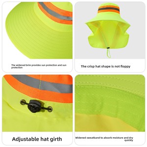Chapeau de protection réfléchissant haute visibilité pare-soleil de protection UV à séchage rapide pour les travailleurs de la construction pêcheurs chapeau de soleil personnalisable - Product Image 3