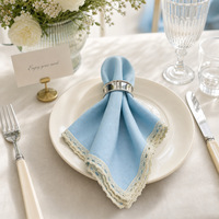 Serviette en tissu à bordure dentelle 45x45cm pour mariage, restaurant, hôtel, fête, décorative, réutilisable, colorée, avec anneau, durable, vente en gros