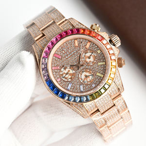 2026 Top Luxury Full Diamond Men's Gold Coloured Gemstone Automatic Mechanical <strong>Watch</strong> Hip Hop Business High End <strong>Vacations</strong> <strong>Watch</strong> - Product Image 5