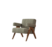 Fauteuil d'appoint en tissu à rayures japonaises coussin amovible cadre en bois de style moderne pour bureau à domicile appartement hôtel salon