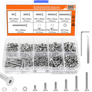 Kit de vis à tête hexagonale à six pans creux plat à tête hexagonale capuchon vis plus longues vis hexagonales écrous Kits d'assortiment kit assorti de fixation - Product Image 5